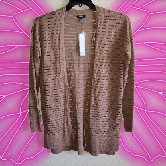 APT.9Open Front Step Hem Eyelet Cardigan Sweater - Picture 1 of 11